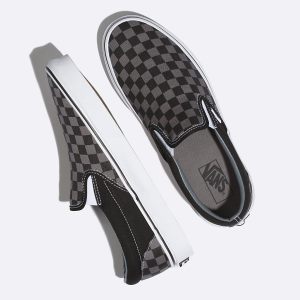 Vans Erkek Kaykay Ayakkabısı Checkerboard Slip-On Siyah Outlet | 62645-708